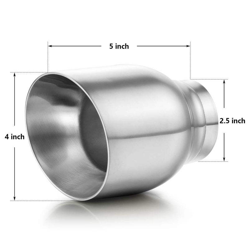 A-KARCK Exhaust Tip 2.5 Inch Inlet, Muffler Tip 2.5" Inlet 4" Outlet 5" Long Dual Wall For Car Tailpipe, Stainless Steel Polished Weld On - Image 2